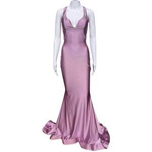Jessica Angel 737 Criss Cross Strappy V-Neck Maxi Gown Lavender Mist Small NWT